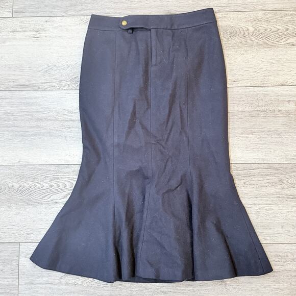 Lauren Ralph Lauren Women's Wool Skirt Size 4 Navy Trumpet Mermaid Preppy Classy